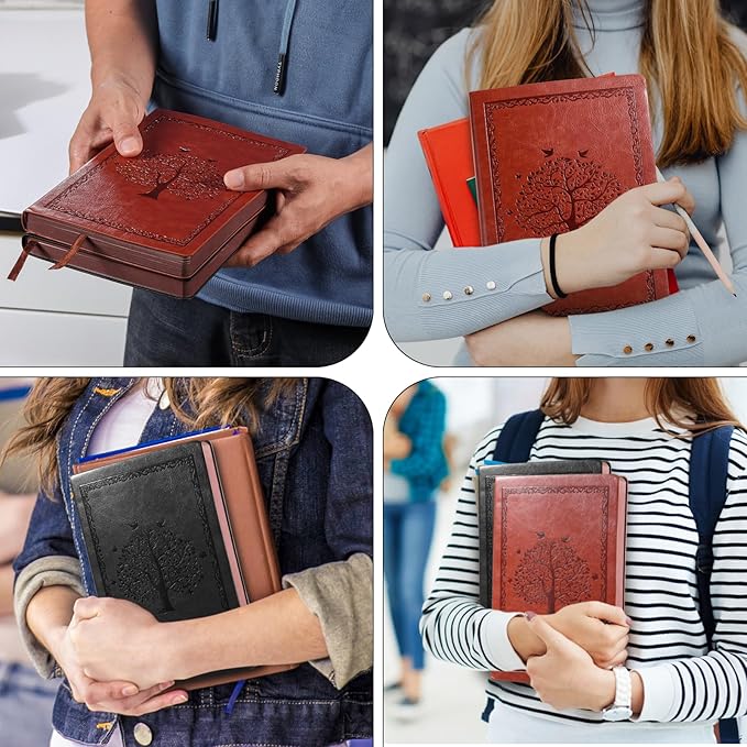 Fetinar Leather Journal Notebook,300 Pages Hope Tree Softcover Lined Notebook for Women Men,300 Travel,Business,Work,Office,School Note Taking,5.7'' X 8.3''(black)