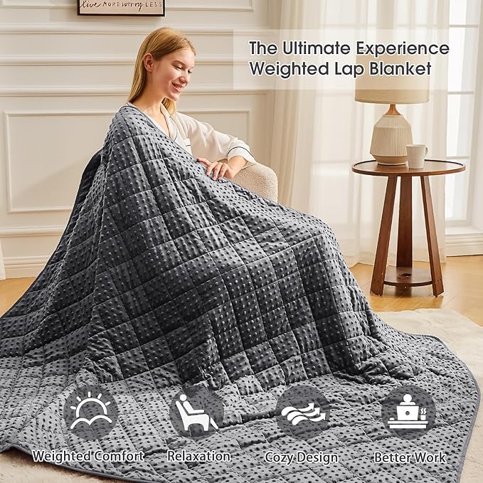 Grey Weighted Blanket for Adults 12lbs, 48"x72", Twin Full Size Cooling Minky Heavy Throw Blanket for 110-130lbs, Soft Winter Thick Big Blankets Weighted Comforter Gifts for Sleeping