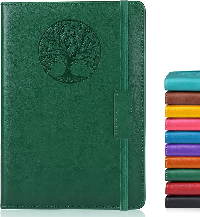 Biuwory Graph Paper Notebook Journal for Women Men,140 Pages Hardcover Grid Notebooks for Work & School,Leather Journals for Writing, Graphing Paper Notebook 5.7"×8.3" (Green)