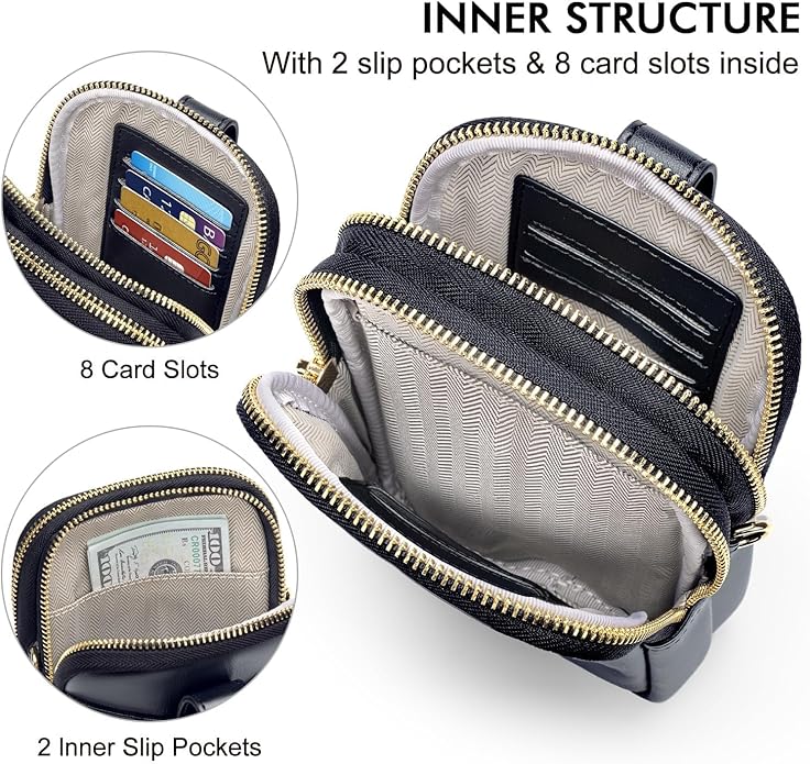 Peacocktion Small Crossbody Bags for Women, Leather RFID Cell Phone Purse, Trendy Travel Crossbody Purses with Zipper