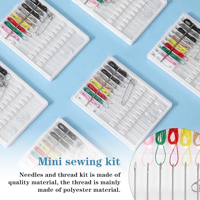 AojSup 60 Boxes Quick Fix Sewing Kit Pre Threaded Needle Travel Kit Personal Needle and Thread Mending Sewing for Christmas Cloth Repairing Home Necessities(Assorted Color,10 Threads)