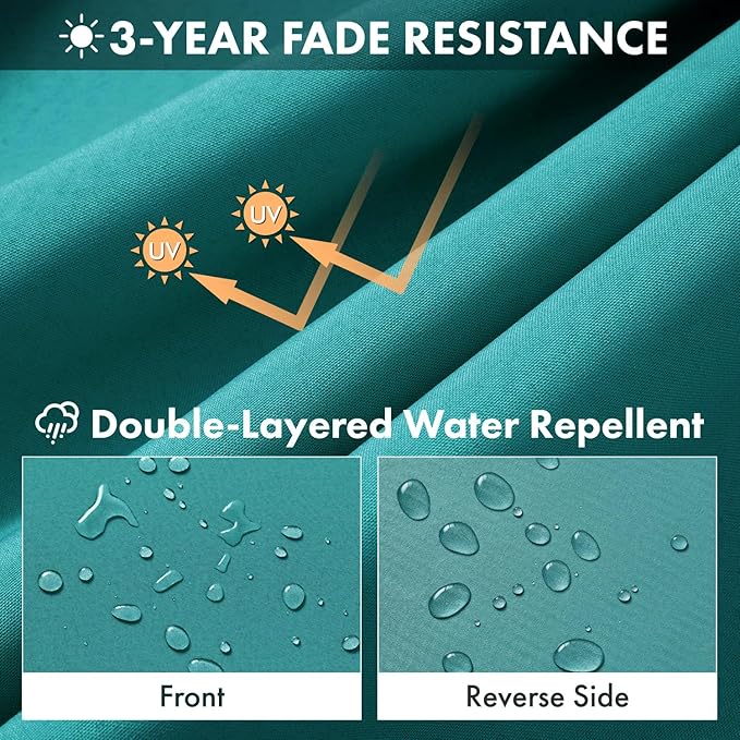 MIULEE Turquoise Outdoor Chair Cushions Set of 2, 22x22x3 Inch Waterproof Patio Seat Cushions for Outdoor Furniture Couch Sofa, 3 Year Color Fastness High Density Foam with Adjustable Ties