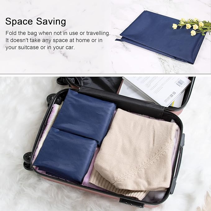 Polecasa Extra Heavy-Duty Laundry Bag 21x24”- Machine Washable Small Storage Bag with Reinforced Handles & Drawstring Closure & ID Tag for College Dorm Travel -Navy