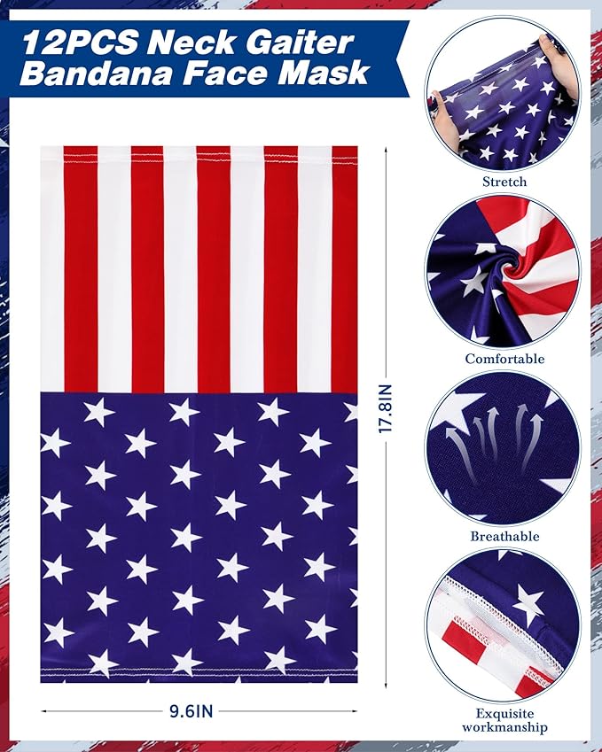 Cuffbow 12 Pack Neck Gaiters Face Mask Balaclava for Men Women Cooling Neck Gaiter Summer UV Protection Scarf
