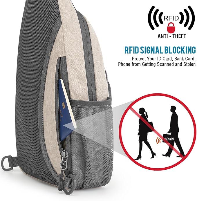 G4Free RFID Sling Bag Crossbody Backpack Small Chest Shoulder Bag Hiking Outdoor