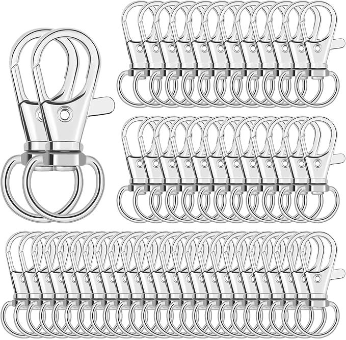 Keychain Hook Clip, 50Pcs Swivel Snap Hook Lobster Claw Clasp Small Metal Swivel Key Chain Clip Hook Keychain Hardware for Keychain Making, DIY Crafts, Lanyard Making, Pet Collar