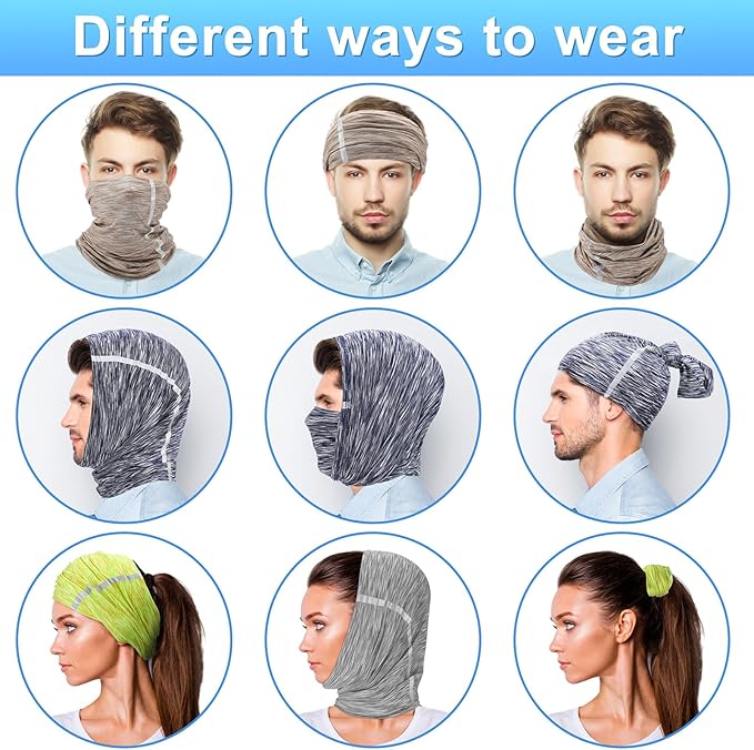 SATINIOR 4 Pcs Neck Gaiter Face Mask for Men Reflective Face Cover Scarf Summer UV Sun Protection Balaclava Bandana for Work