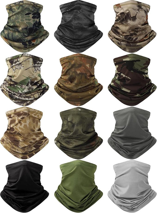 Cuffbow 12 Pack Neck Gaiters Face Mask Balaclava for Men Women Cooling Neck Gaiter Summer UV Protection Scarf