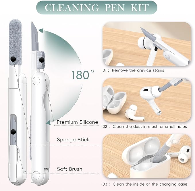 R-fun for AirPods Pro 3 Case with Cleaning Kit, Soft Liquid Silicone Rubber Protective Cover, Compatible with AirPods Pro 3rd Generation Case (2025), Compatible with MagSafe, Pine Green