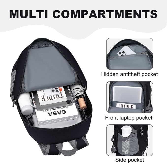 MIYCOO Backpack - Ultra Lightweight Packable Backpack for Travel Camping, Hiking Back Pack Waterproof Foldable Daypack for Men Women Charcoal Black