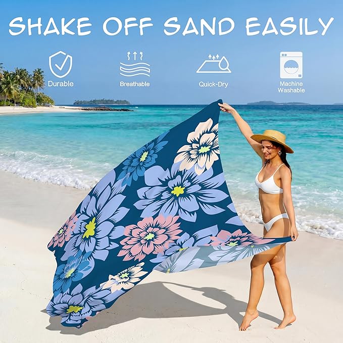 Aroveea Beach Blanket Waterproof Sandproof 1-7 Adult Oversized 78''X81''/10'X9' Lightweight Durable Compact Sand Free Beach Mat for Travel Camping Hiking Picnic Blanket