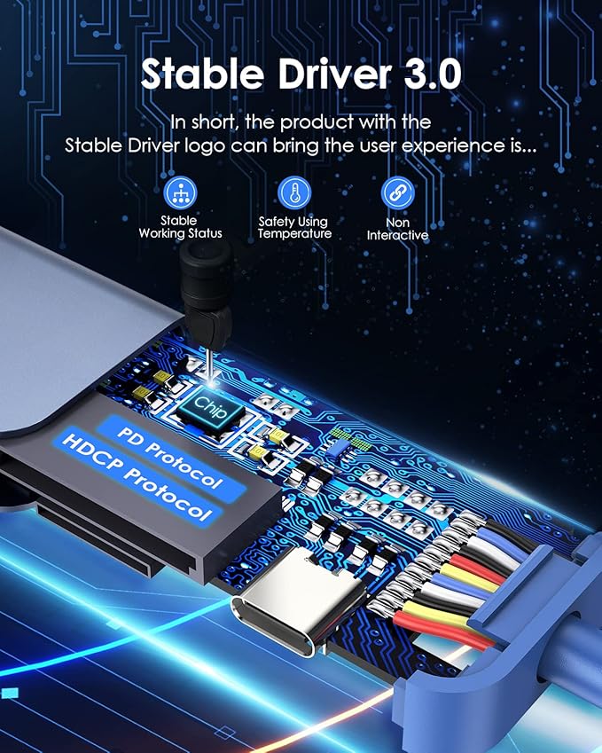 LENTION USB C Hub with 100W Charging, 4K HDMI, Dual Card Reader, USB 3.0 & 2.0 Compatible MacBook Pro, New Mac Air/Surface, Chromebook, More, Stable Driver Adapter (CB-CE18, Blue)
