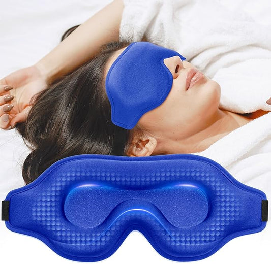 Sleep Eye Mask for Men Women, Weighted Sleeping Mask for Side Sleeper, Travel Blackout Night Blindfold Eye Shade Cover with Adjustable Strap (Sapphire, 4.6oz)