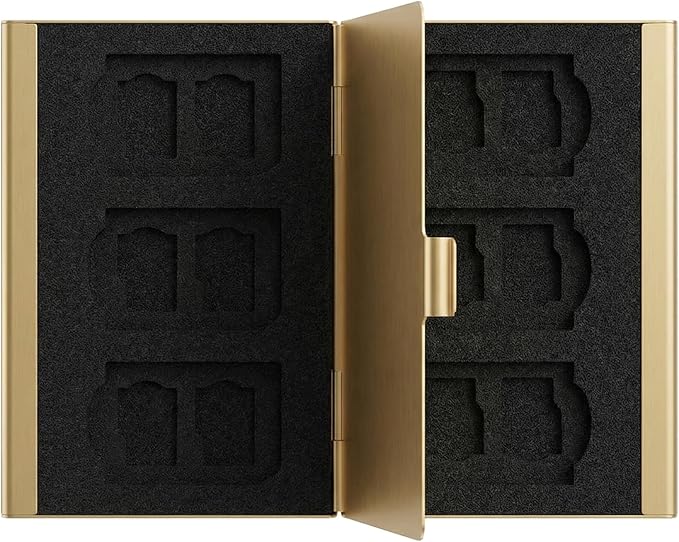 SD Card Holder Case Small Aluminum Memory Organizer Wallet for Photographers Storage Holders for 6 SD and 12 TF Cards Compact Double-Layer Case for Travel and Daily Use