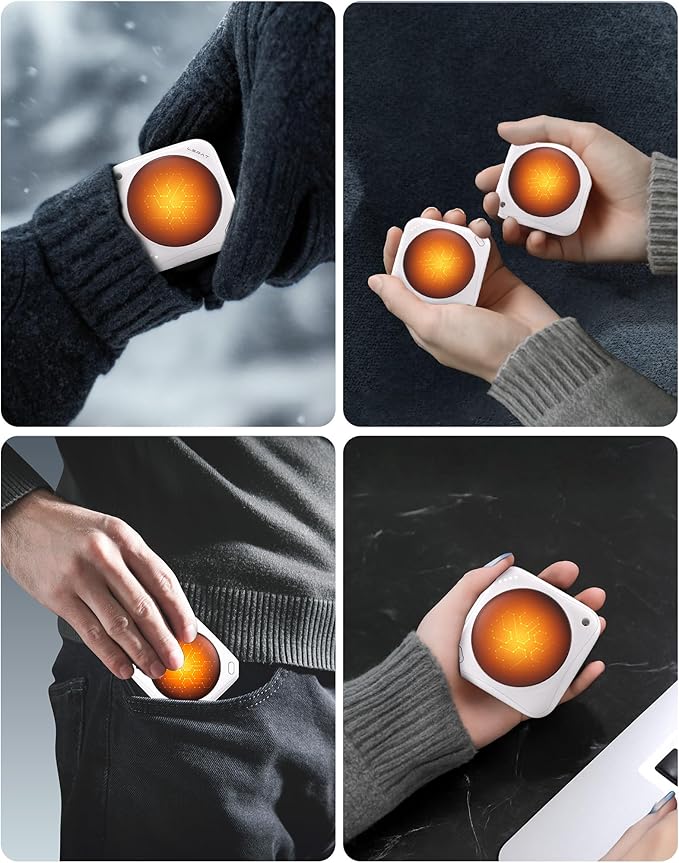 Lerat Hand Warmers Rechargeable, 2 Pack Electric Hand Warmers, Reusable Portable Pocket Handwarmers, USB Rechargeable, Gifts for Men & Women, Indoor Outdoor Use, Hiking, Skiing, Camping, Hunting