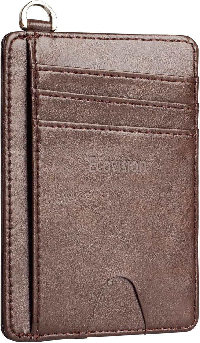 Slim Minimalist Front Pocket Wallet, RFID Blocking Credit Card Holder Wallet with Detachable D-Shackle for Men Women