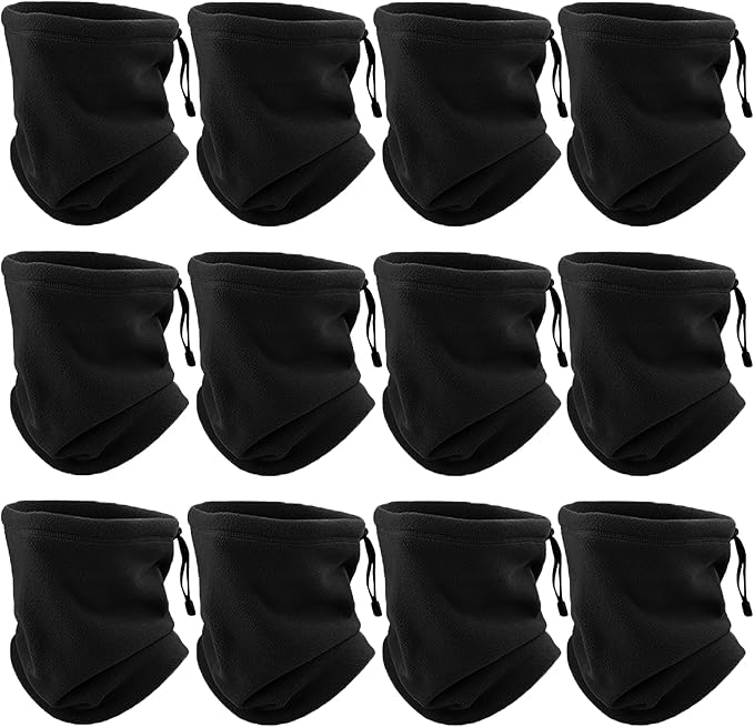 12 Pieces Fleece Neck Warmer For Men Women Winter Neck Gaiter Windproof Face Covering