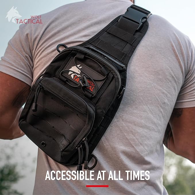 WOLF TACTICAL EDC Sling Bag - Concealed Carry Shoulder Bag for Range, Travel, Hiking, Outdoor Sports