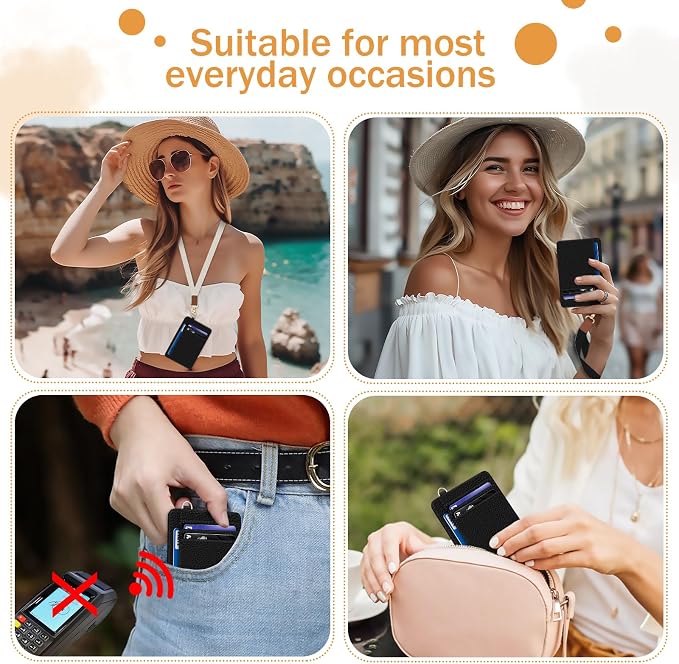 Yonlevres Credit Card Holder Slim Wallet, RFID Wallet Women Front Pocket Small Card Holder, Travel Cute Funny Thin Card Case ID Window PU Leather RFID Blocking Card Organizer Gifts Girls Ladies