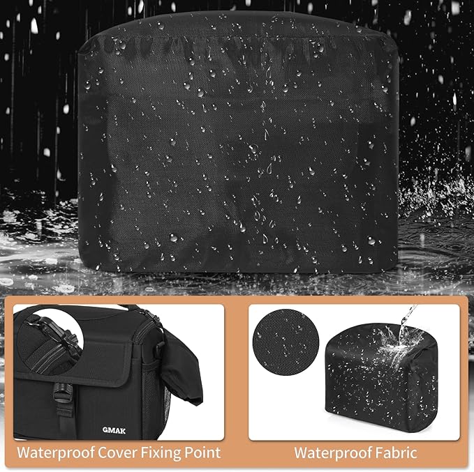 GMAK Waterproof Camera Bag for Photographers, Anti-shock Camera Shoulder Bags with Water-resistant Rain Cover, Camera Case Compatible for DSLR/SLR/Mirrorless Cameras, 9'' × 4.7'' × 7.5'', Black
