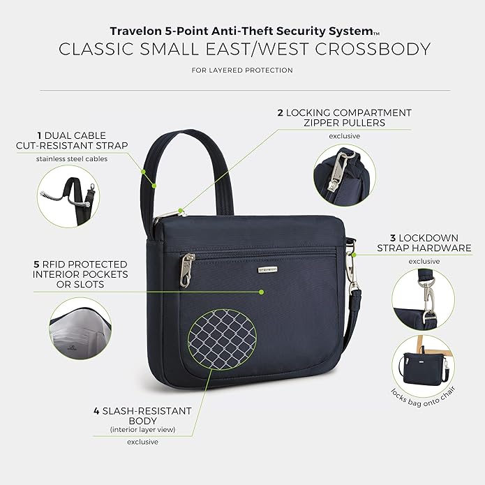 Travelon Anti-Theft Classic Small East/West Crossbody
