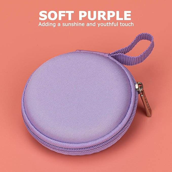 Ginsco Mini-Portable Hard Shell Earbuds Case for Apple EarPods Headphones USB-C Wired Ear Buds/Samsung Galaxy Wired Earbuds, Travel Case for Earphones Earplugs (2, Purple)