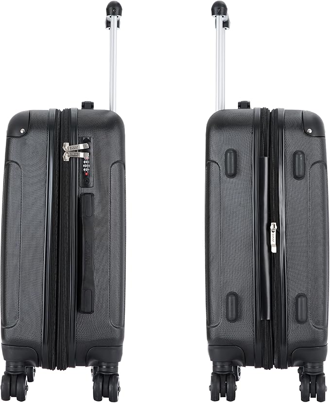 DUKAP INTELY Luggage with Integrated USB Port and Spinner Wheel | Spacious Travel Suitcase with TSA Lock and Ergonomic GEL Handle | 20 Inch Hardside Carry-On Luggage | Black