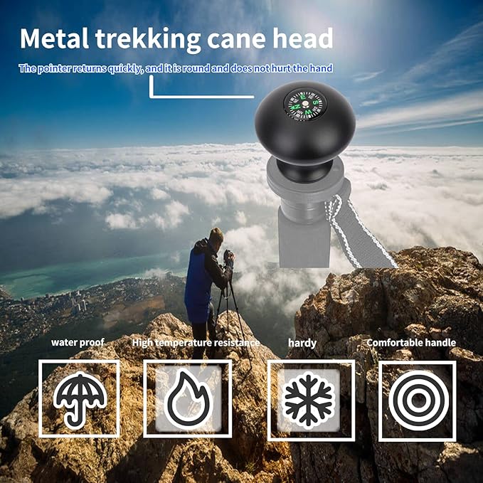 Trekking Poles Knob Handle Grip, Outdoor Universal Monopod Walking Stick Knob, Monopod Tripod Head with 3/8" Screw Hole