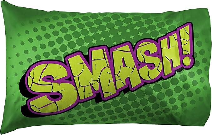 Marvel Hulk Kids Reversible Pillowcase - Super Soft Microfiber Bedding, Double-Sided Superhero Design, Fade Resistant, Standard Size 20x30, Machine Washable - Jay Franco (Official Marvel Product)