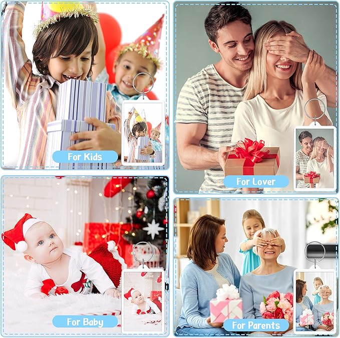 Inbagi Picture Frame Keychain Acrylic Clear Rectangle Photo Keychain Blanks