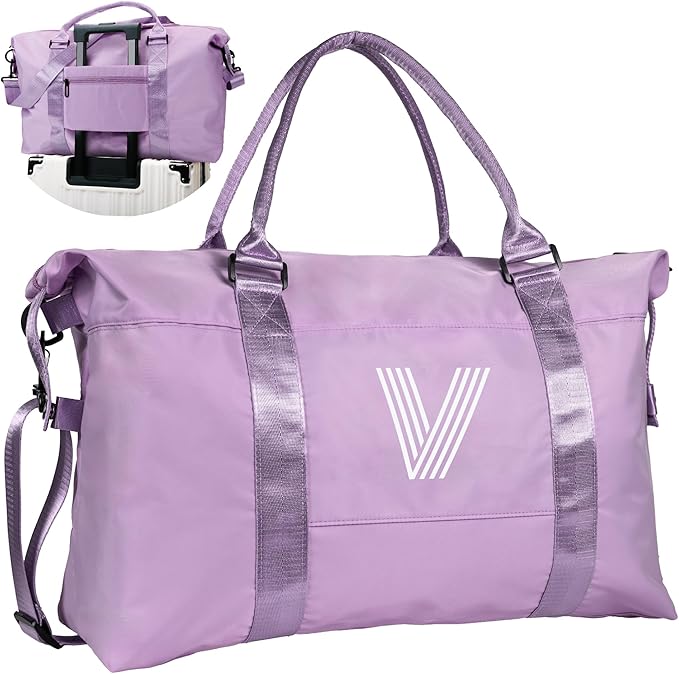 Birthday Gifts for Women, Initial Travel Duffel Bag, Gym Bag, Personalized Weekender Bag，Monogram Overnight Bag Daughter Gifts Bridal Shower Gifts Birthday Gifts for Girls (Letter V)