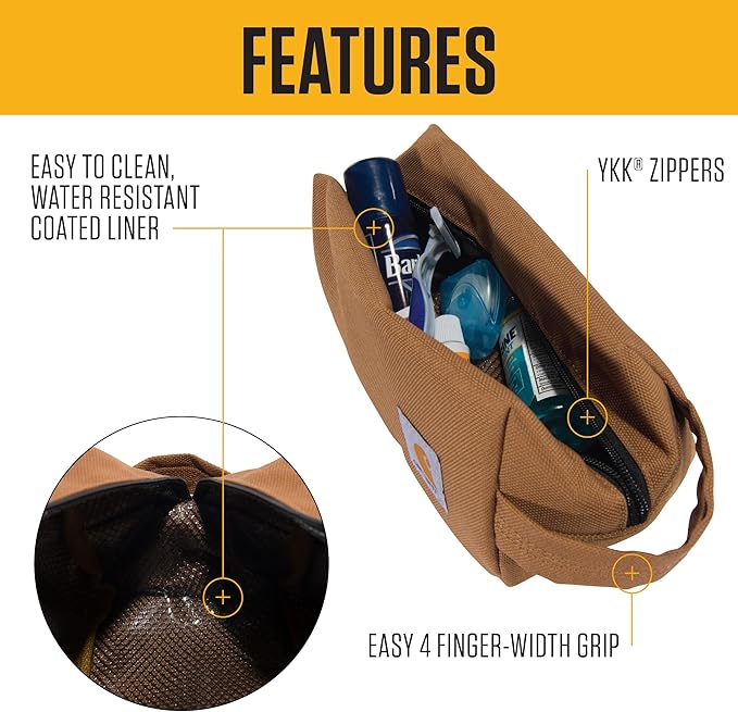Carhartt Durable Travel Kit, Organize Essentials W/the Water Resistance Toiletry Bag, Early Fog