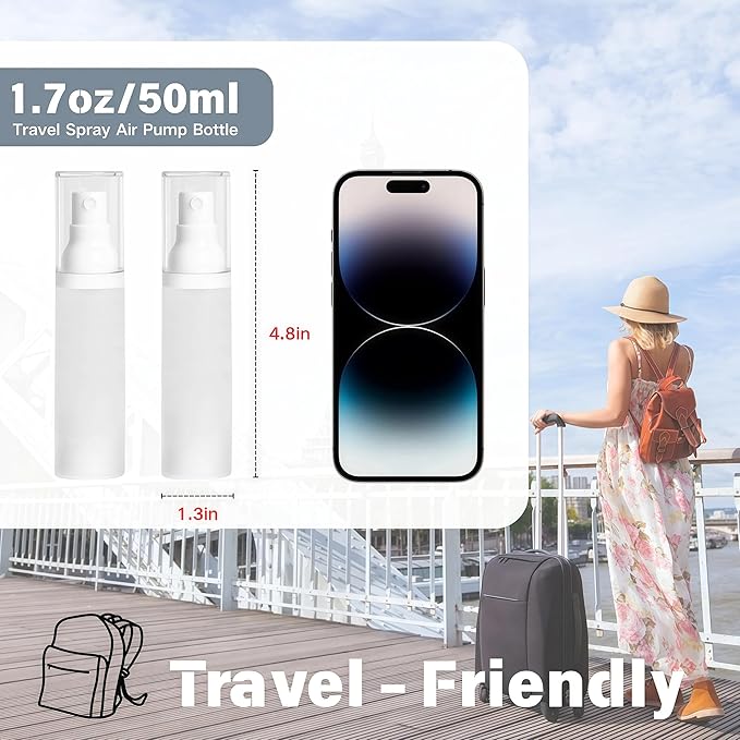 360° Angle Work - Small Spray Bottle | 1.7oz/50ml - Mini Spray Bottle - TSA Approved Travel Bottle | Portable Refillable Leak Proof | For Perfume Toner Hair spray Facial Moisturizing | 1.7oz/50ml-PK 3