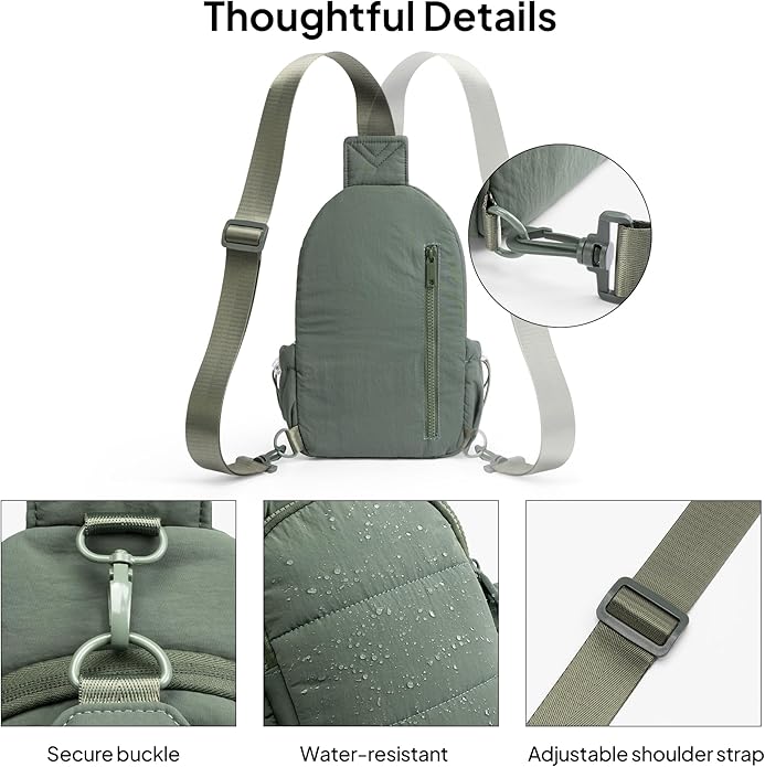 TOPEAST Sling Bag for Women, Anti-Theft Crossbody Bag with RFID Blocking & Water Bottle Holder for Travel, Water-resistant