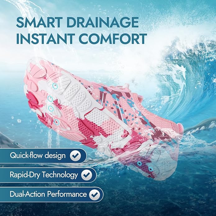 ATHMILE Hiking Barefoot Water Shoes for Women Men Beach Swim Aqua Pool River Quick Dry Athletic Wide Toe Outdoor Sport Kayaking Boating Rock Climbing Yoga Lake