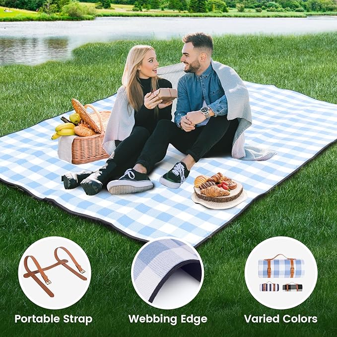 sapsisel 80”x60” Picnic Blanket Extra Large, Waterproof Picnic Blanket Beach Blanket