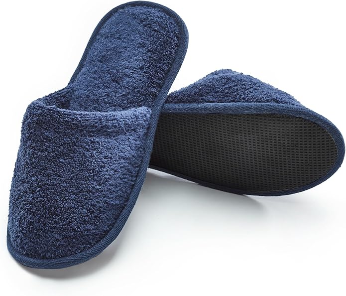 ESKYMODE Men's Cotton Bath Slippers, Terry Cloth Travel Hotel Slippers for Men