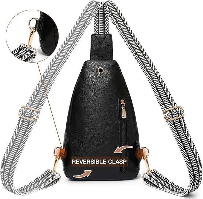 GAEKEAO Sling Bag for Women Crossbody Bags Vegan Leather Fanny Pack Chest Trendy Shoulder Bag for Travel Everyday Vacation