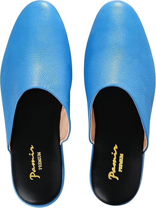 PAMIR Women's Hand-Turned Scuffs, Genuine Leather Indoor House Slippers with Memory Foam
