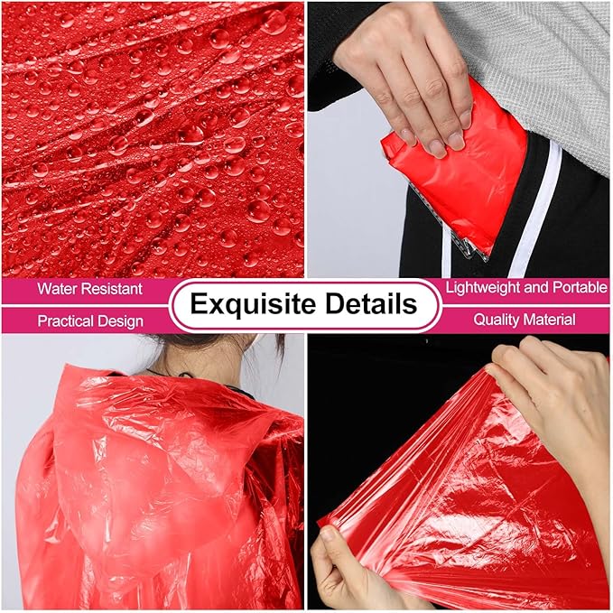 Handepo 150 Pack of Adult Rain Ponchos with Hood, Disposable Rain Ponchos, Plastic Raincoat Poncho for Adult Homeless