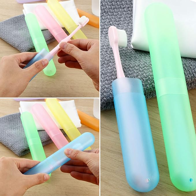 Boao 20 Pcs Travel Toothbrush Case Holder, Portable Toothbrush Storage, Classroom Pencil Case for Kids, Assort Color Toothpaste Cover Protector for Travel Use (Bright Color)
