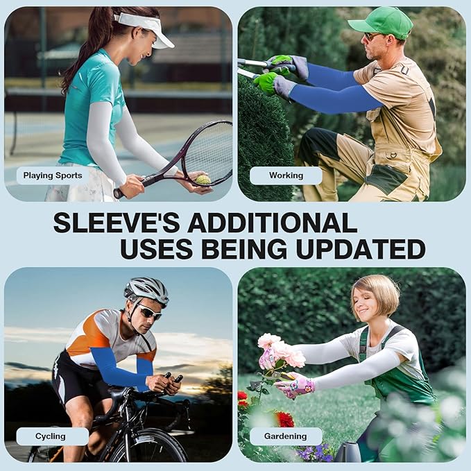 2 Pairs UV Protection Cooling Arm Sleeves Compression Sun Sleeves for Men Women Youth, Tattoo Cover Up, UPF 50