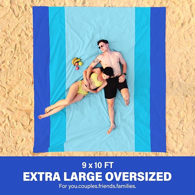 Famstar Beach Blanket Oversized Extra Large 78"X81"/10'X9',Waterproof Sandproof Beach Blanket 2-8 Adults Lightweight Durable for Travel Camping Hiking Picnic