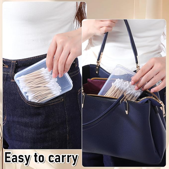 3 PCS Portable Travel Cotton Pad Holder, Transparent Cotton Swab Dispenser, Cosmetic Sponge Storage Dental Floss Box for Bathroom Vanity Countertop Storage Organizer