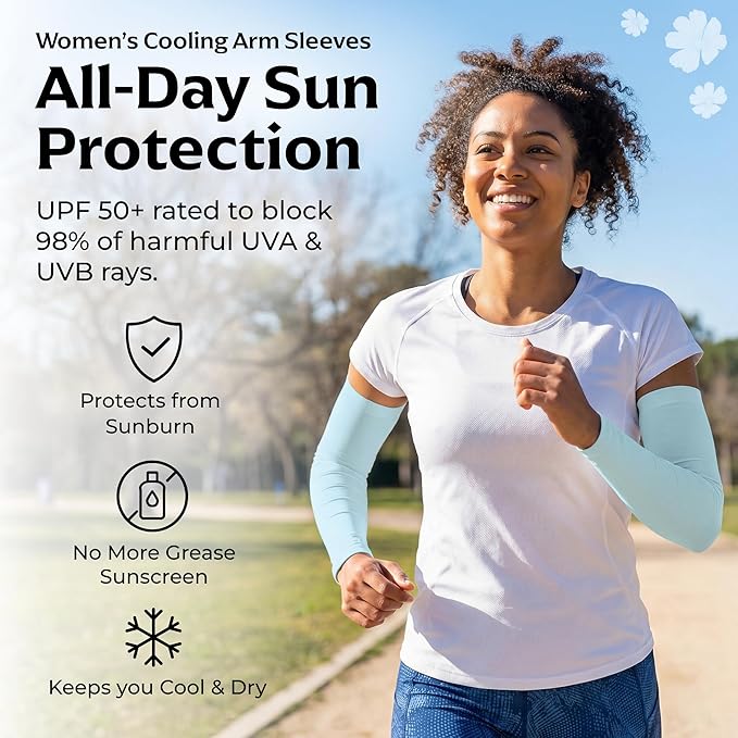 SportsTrail Cooling Arm Sleeves for Men & Women – Breathable, UV Sun Protection, Sports Arm Sleeves for Women, Men & Youth
