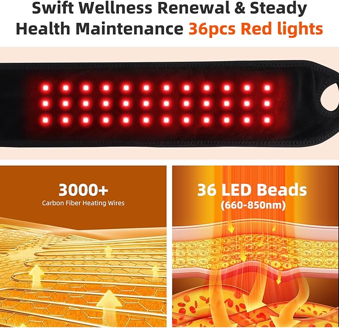 Cordless Wrist Hand Heating Pad Massage for Pain Relief, Rechargeable Heated Wrist Brace for Carpal Tunnel, Red Light Therapy Heated Wrist Massager Wrap for Arthritis, Black