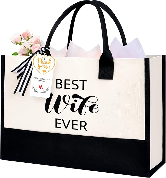 BAGAIL Initial Tote Bag, Personalized Birthday Gifts for Women, Teacher, Friends, Mom, Wedding, Monogrammed Beach Bag