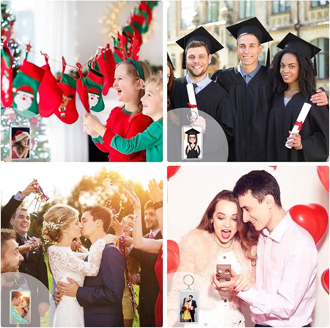 Yaomiao Acrylic Photo Frame Keychain Holder Photo Picture Insert Blank Keyring for DIY Craft