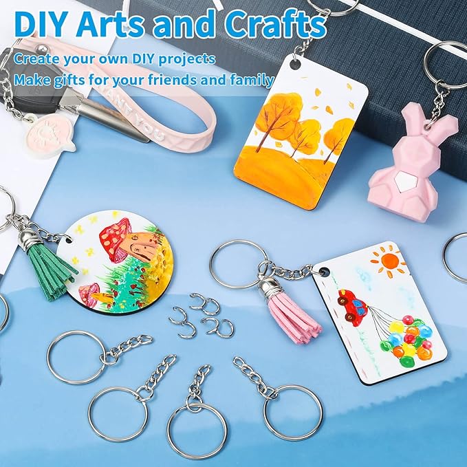 PAXCOO 150Pcs Split Key Chain Rings with Chain and Jump Rings Bulk for Crafts (25 mm)