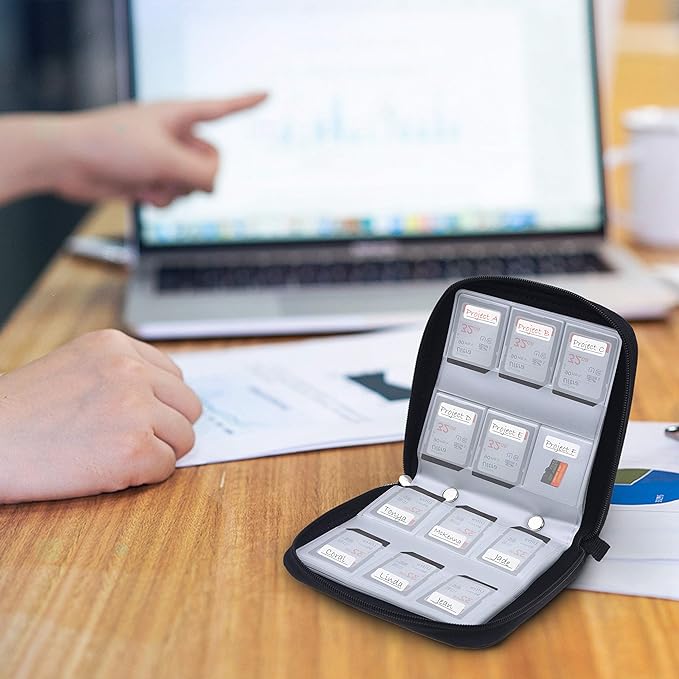 Eco-Fused Memory Card Case - Fits up to 44x SD, SDHC, Micro SD, Mini SD and 4X CF - Holder with 44 Slots